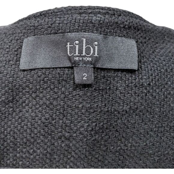 Tibi New York Women's Black Textured Zip Up Blazer Jacket Size 2 - Picture 8 of 10